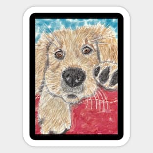 Golden retriever  puppy dog painting Sticker